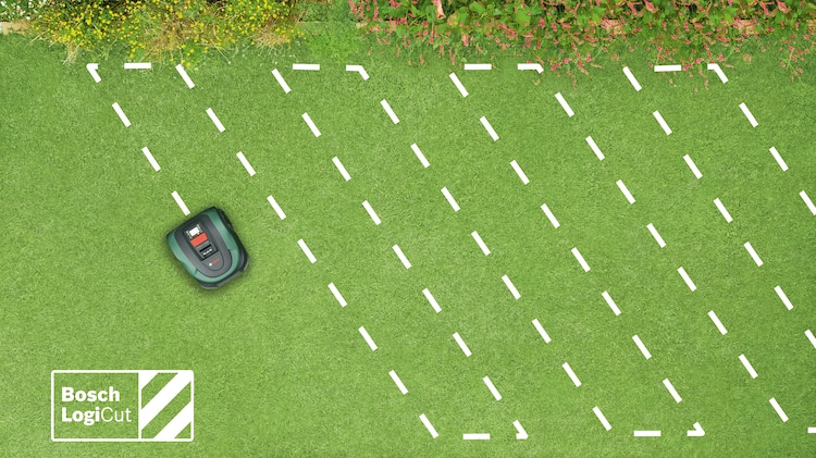 BOSCH LogiCut Navigation mit systematischem Mähmuster